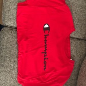 All red champion shirt
